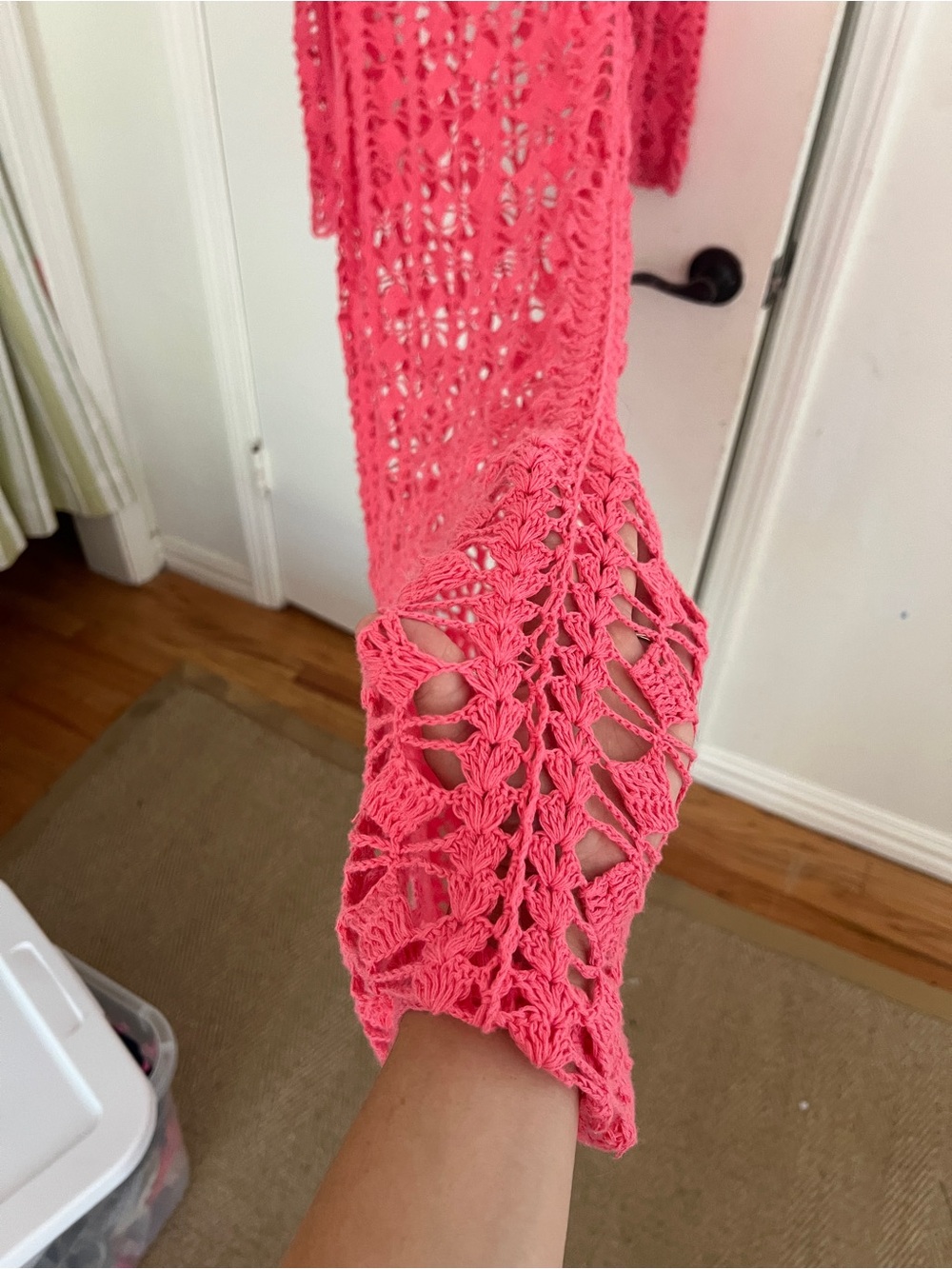Beach Riot pink red Crochet Long-Sleeve Maxi Coverup - Picture 7 of 7
